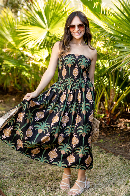 FINAL SALE - Chic Essential Strapless Smocked Black Maxi Dress