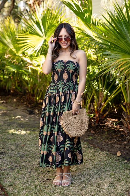 FINAL SALE - Chic Essential Strapless Smocked Black Maxi Dress