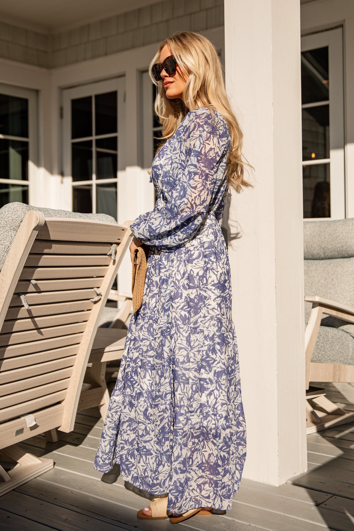 FINAL SALE - French Blue Floral Maxi Dress
