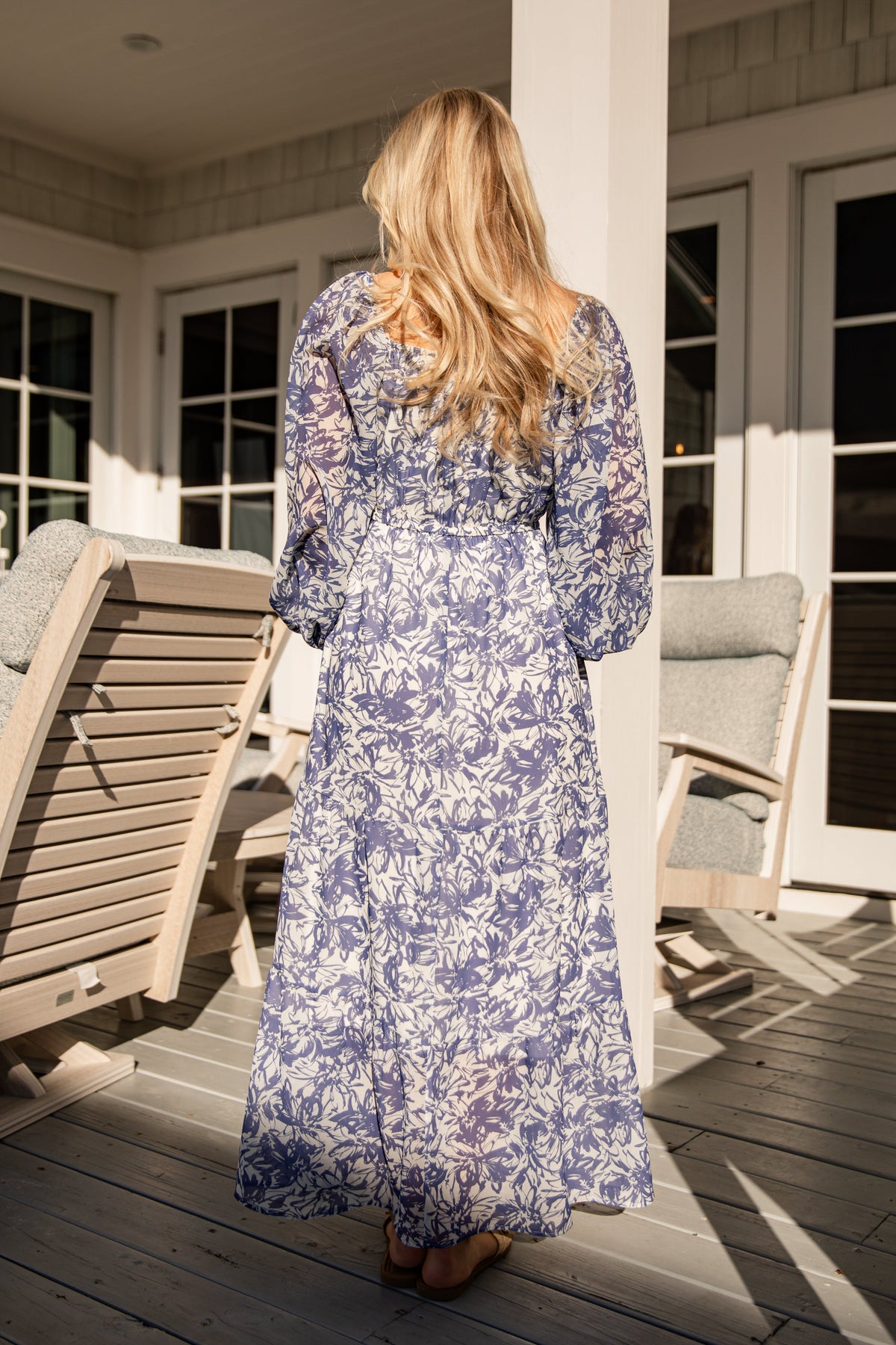 FINAL SALE - French Blue Floral Maxi Dress