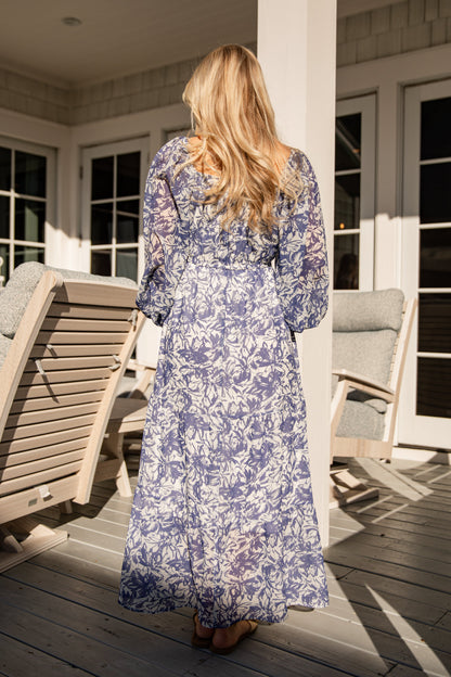 FINAL SALE - French Blue Floral Maxi Dress