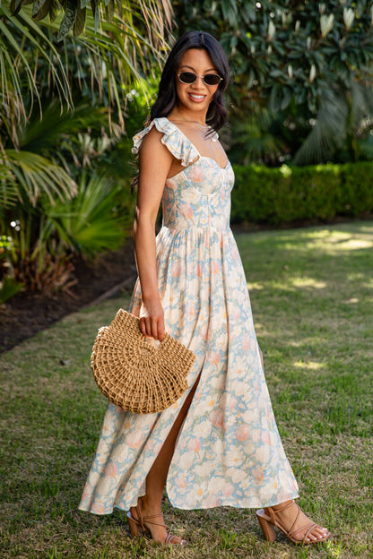 Always in Style Blue Floral Maxi Dress
