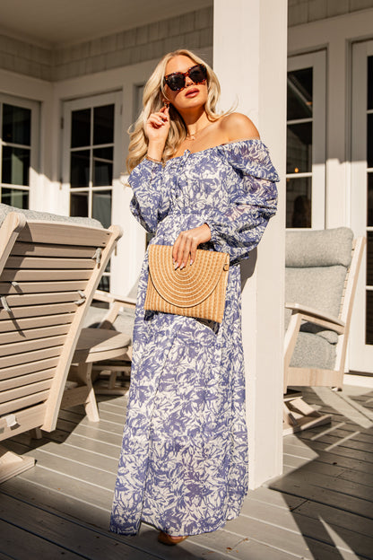 FINAL SALE - French Blue Floral Maxi Dress