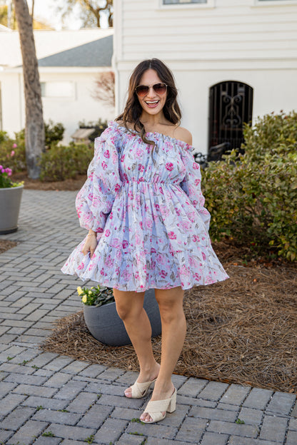 FINAL SALE - Sweetest Occasion Blue Floral Mini Dress