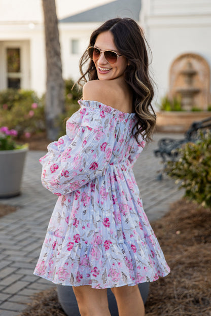 FINAL SALE - Sweetest Occasion Blue Floral Mini Dress