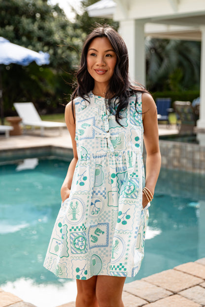 FINAL SALE - Patchwork Paradise Blue Mini Dress