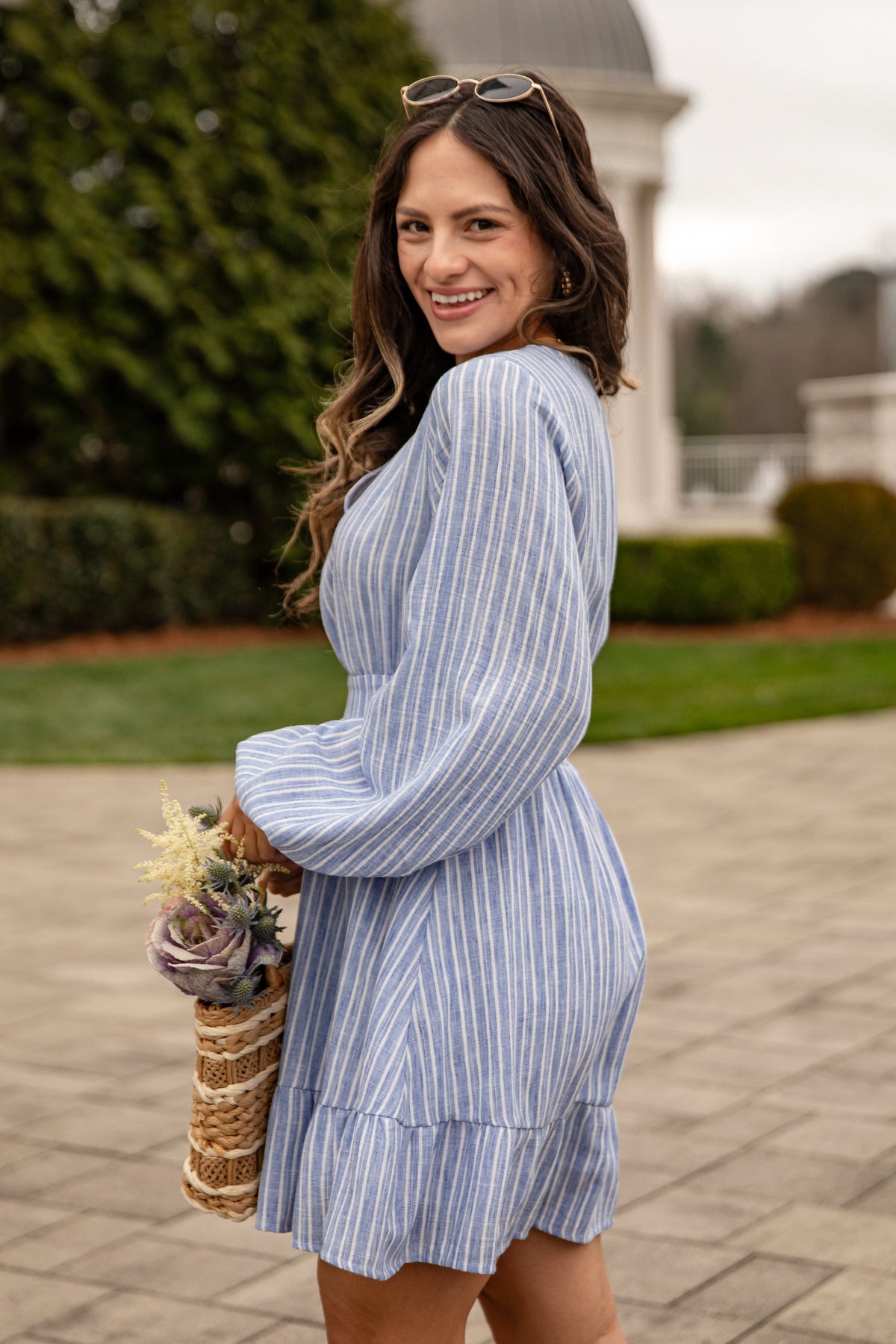 FINAL SALE - Seaside Breeze Blue Striped Mini Dress