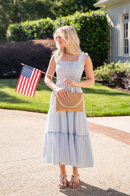 FINAL SALE - Open Air Blue Stripe Tiered Maxi Dress