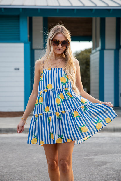 FINAL SALE - Citrus Grove Tiered Stripe Mini Dress