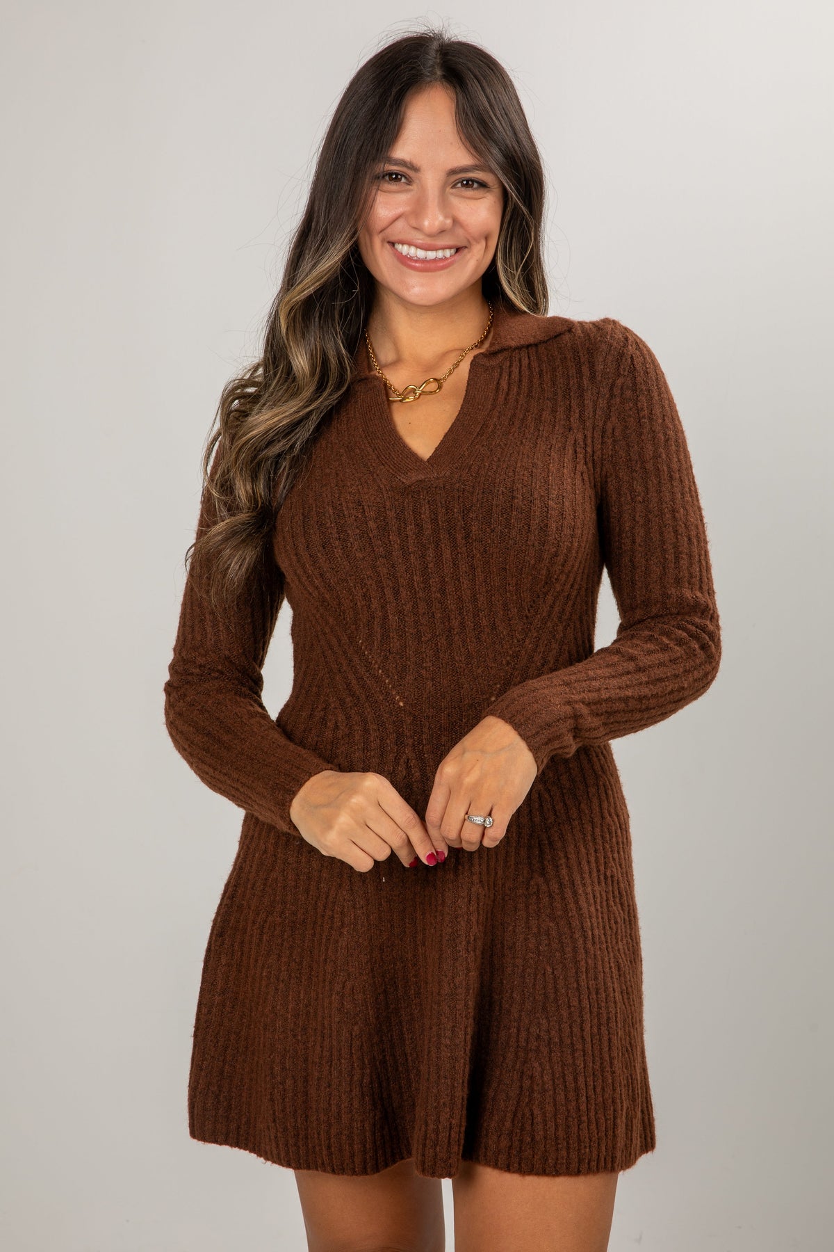 FINAL SALE - Cocoa Crush Chocolate Sweater Dress