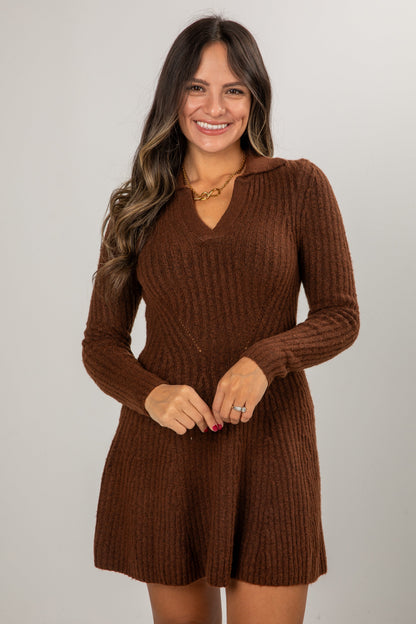 FINAL SALE - Cocoa Crush Chocolate Sweater Dress