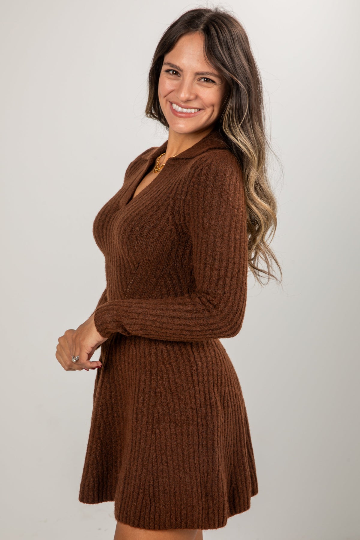 FINAL SALE - Cocoa Crush Chocolate Sweater Dress