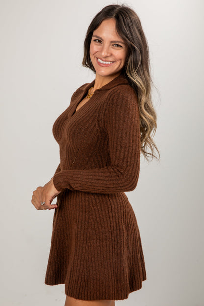 FINAL SALE - Cocoa Crush Chocolate Sweater Dress