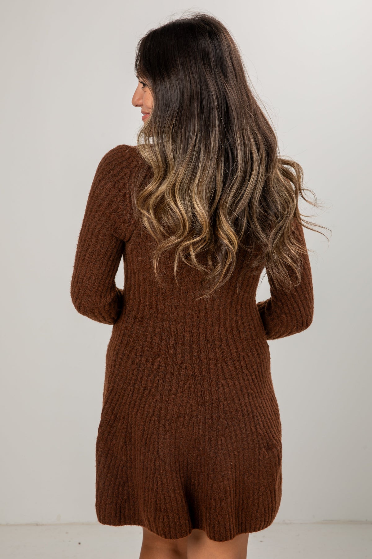 FINAL SALE - Cocoa Crush Chocolate Sweater Dress