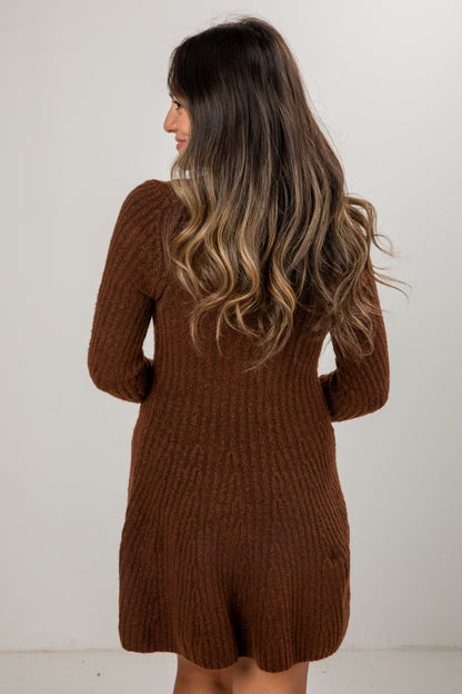 FINAL SALE - Cocoa Crush Chocolate Sweater Dress