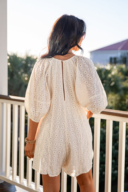 FINAL SALE - Delicate Charm Eyelet Romper