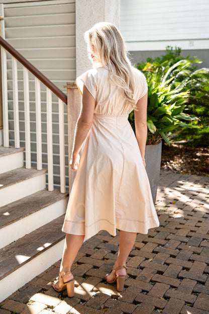 FINAL SALE - Everything I Love Structured Cream Midi Dress