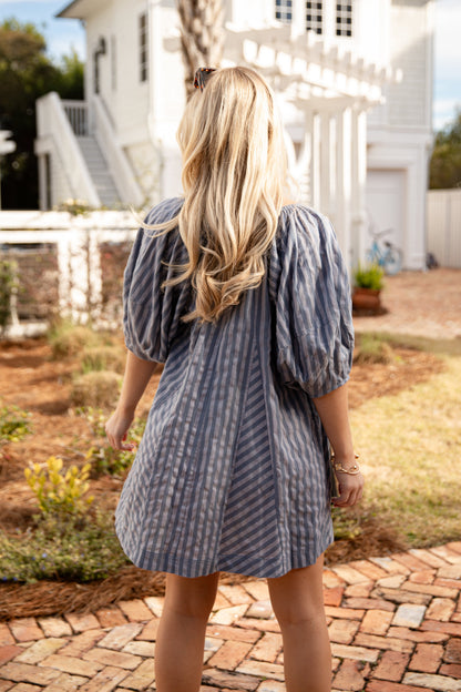 FINAL SALE - Harbor Lines Striped Denim Mini Dress
