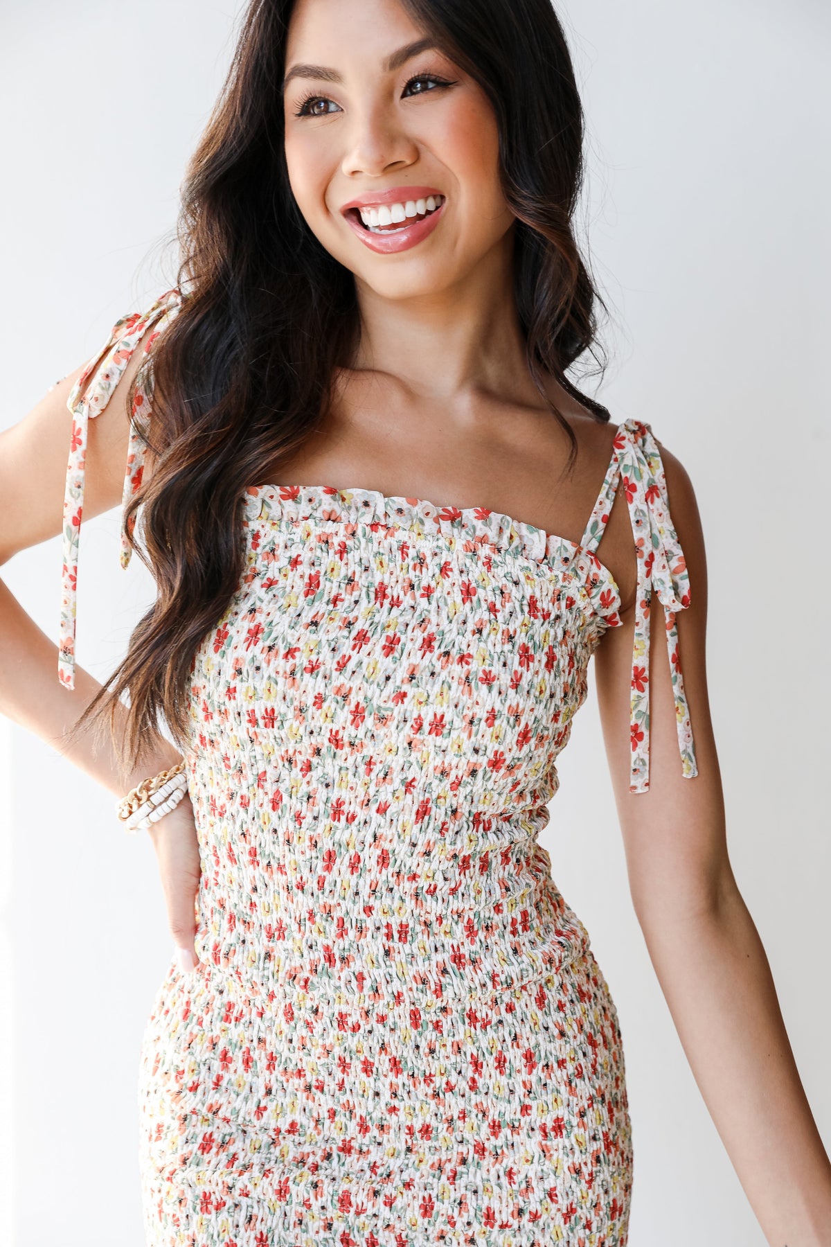 FINAL SALE - Shades Of Summer Smocked Floral Mini Dress