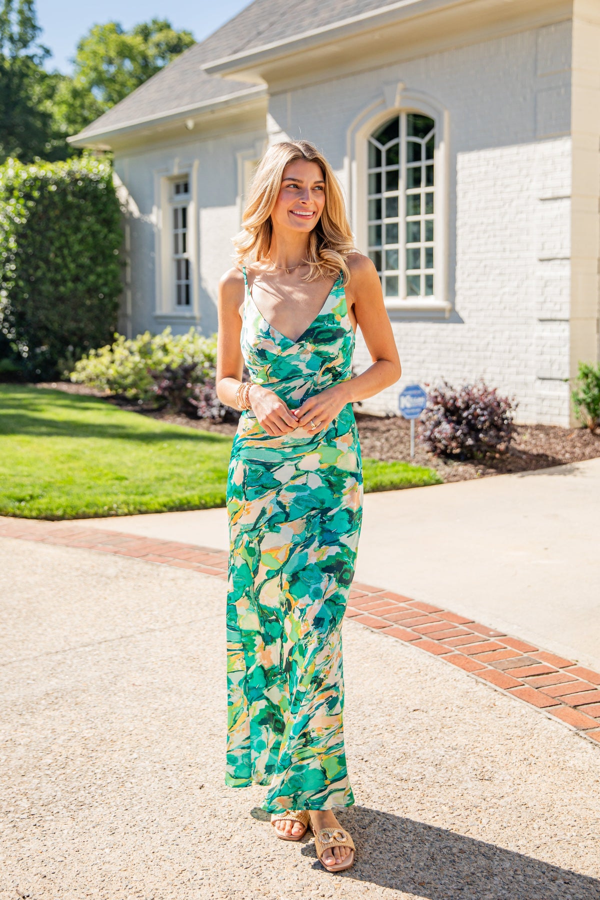 FINAL SALE - Simply Irresistible Green Tropical Print Maxi Dress