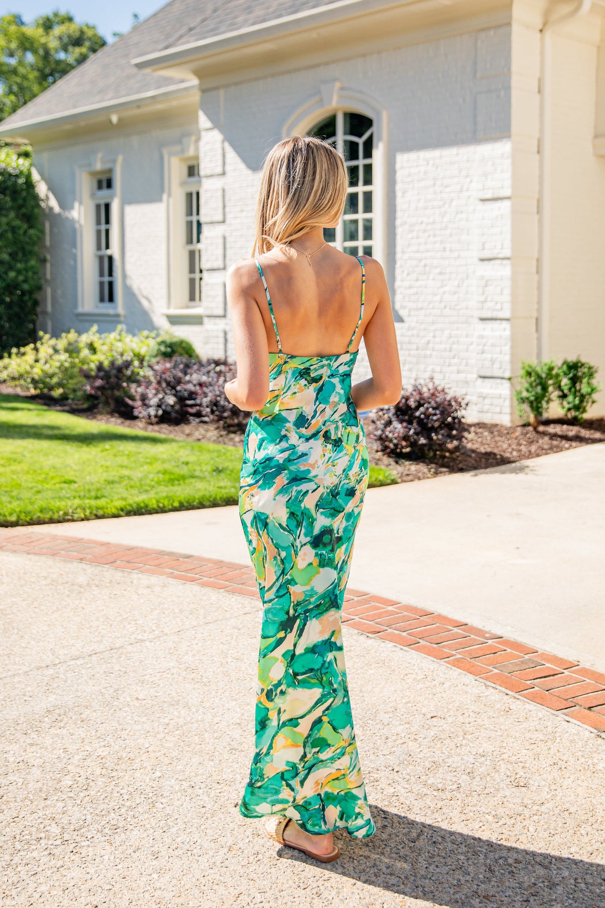 FINAL SALE - Simply Irresistible Green Tropical Print Maxi Dress