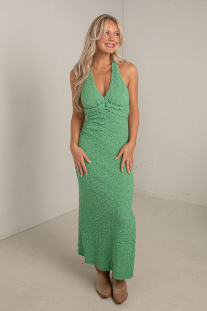 Best Kept Secret Green Textured Maxi Dress