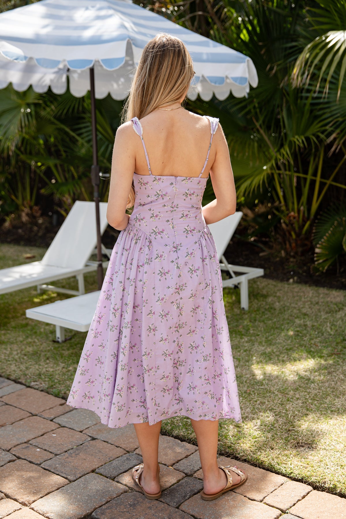 FINAL SALE - Meadow Bloom Lavender Floral Midi Dress