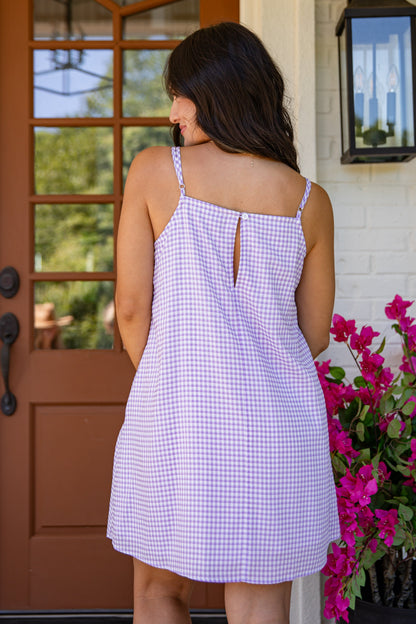 FINAL SALE - Lavender Picnic Gingham Mini Dress