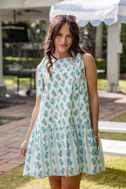 FINAL SALE - Coastal Bloom Light Blue Floral Mini Dress