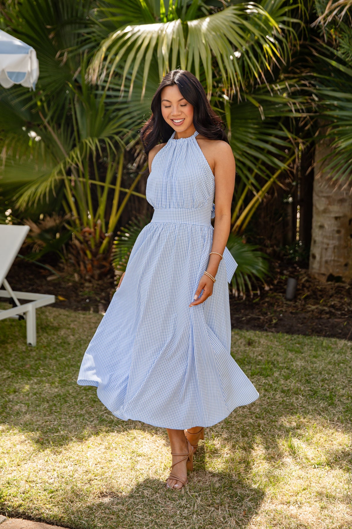 FINAL SALE - Precious Moments Blue Gingham Midi Dress