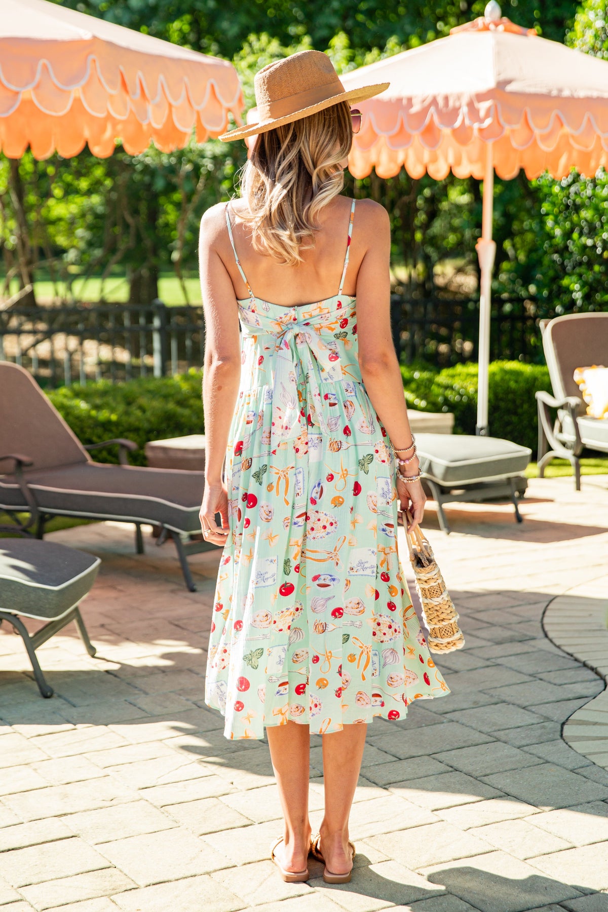 FINAL SALE - European Summer Mint Print Midi Dress