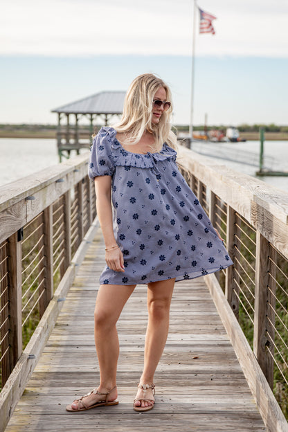 Blue Skies & Daisies Navy Mini Dress