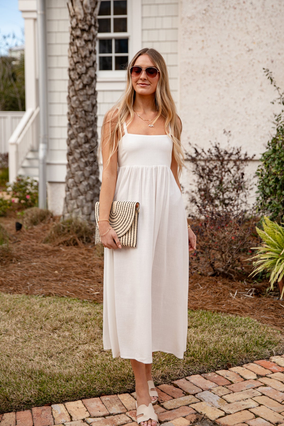 FINAL SALE - Want It All Sleeveless Off White Midi Dress