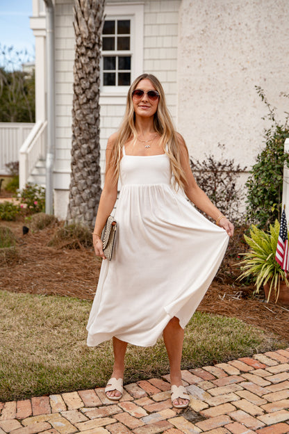 FINAL SALE - Want It All Sleeveless Off White Midi Dress