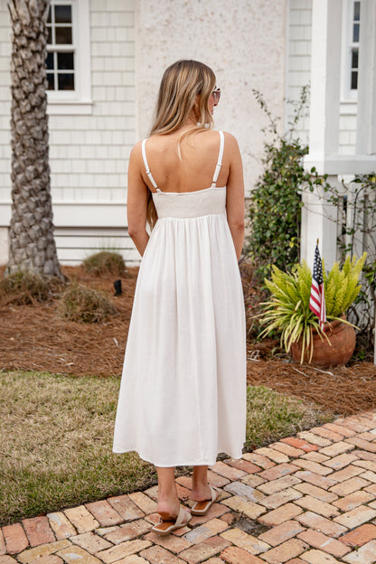 FINAL SALE - Want It All Sleeveless Off White Midi Dress