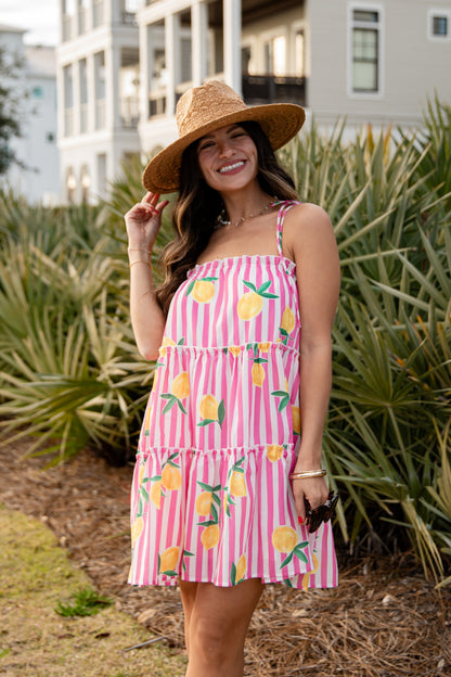FINAL SALE - Citrus Grove Tiered Stripe Mini Dress