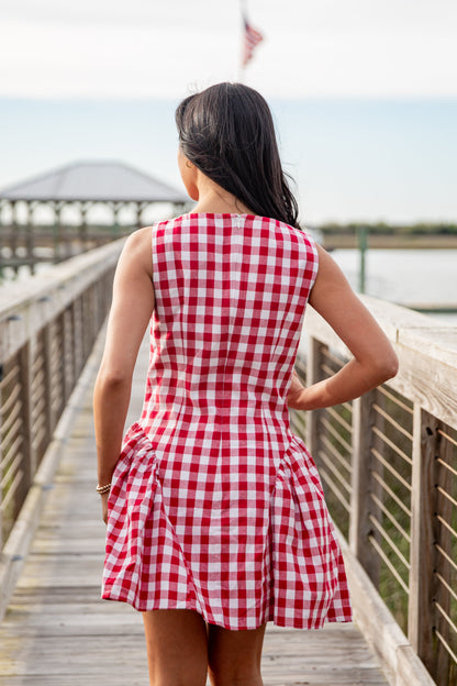 FINAL SALE - Picnic Stroll Red Gingham Mini Dress