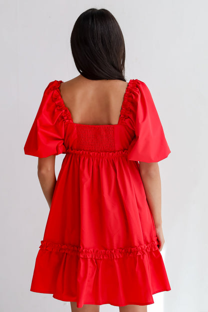 FINAL SALE - Convincingly Graceful Red Ruffle Mini Dress