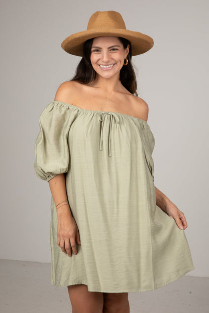 FINAL SALE - Wildleaf Sage Mini Dress