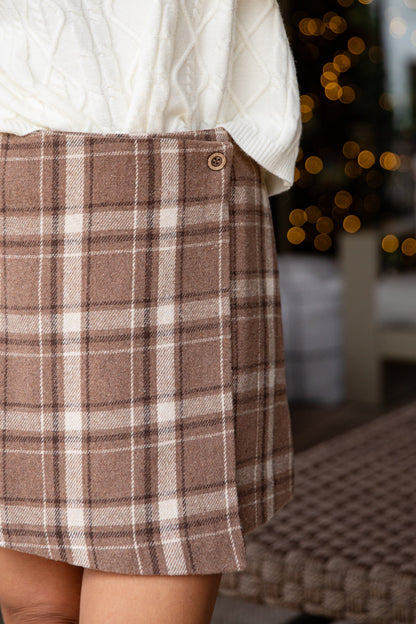 FINAL SALE - A Moment of Time Taupe Plaid Mini Skirt