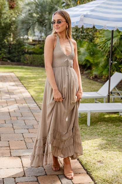 Effortless Charm Smocked Strap Maxi Dress