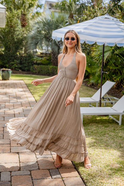 Effortless Charm Smocked Strap Maxi Dress