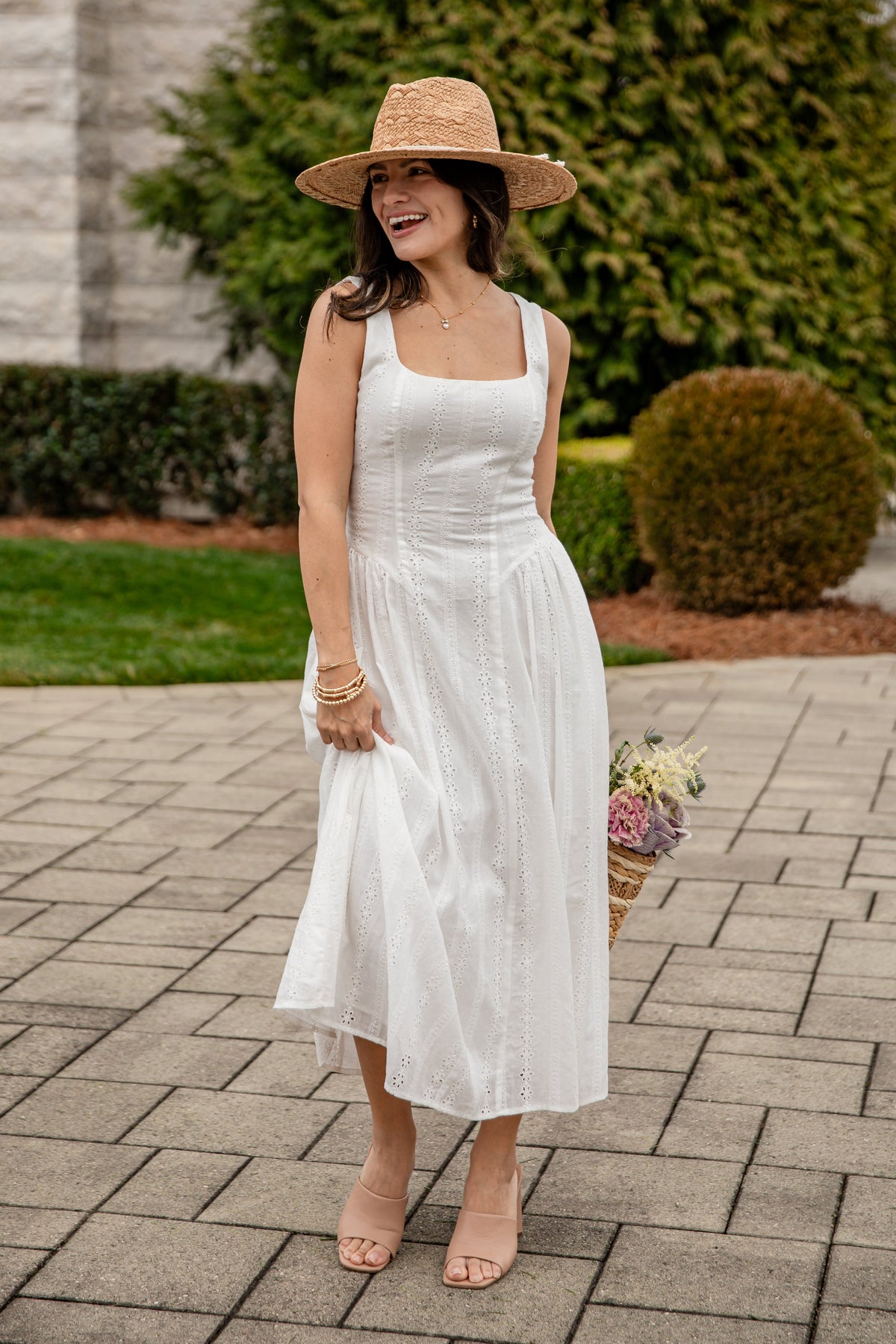 FINAL SALE - Sunset Romance White Eyelet Maxi Dress