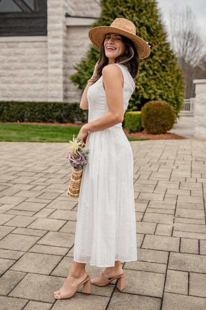 FINAL SALE - Sunset Romance White Eyelet Maxi Dress