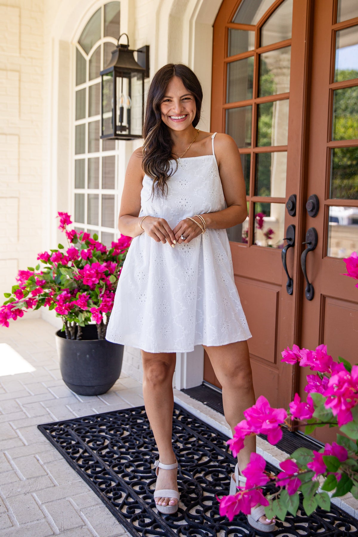FINAL SALE - Summer Glow White Eyelet Mini Dress
