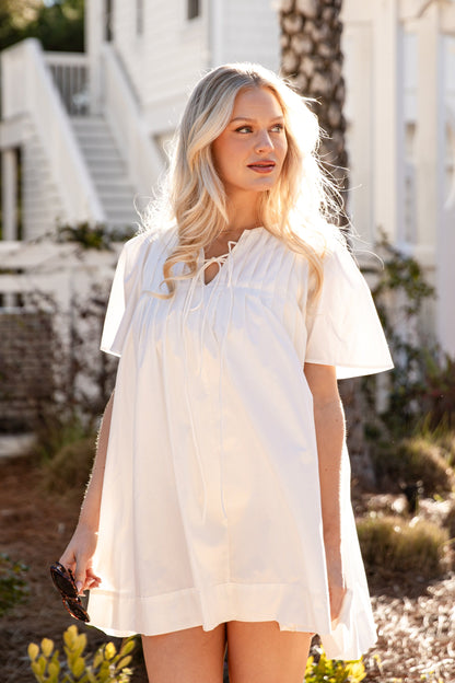 FINAL SALE - Cotton Cloud White Tunic Mini Dress