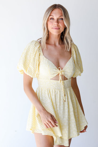 FINAL SALE- Drive Me Daisy Gingham Romper