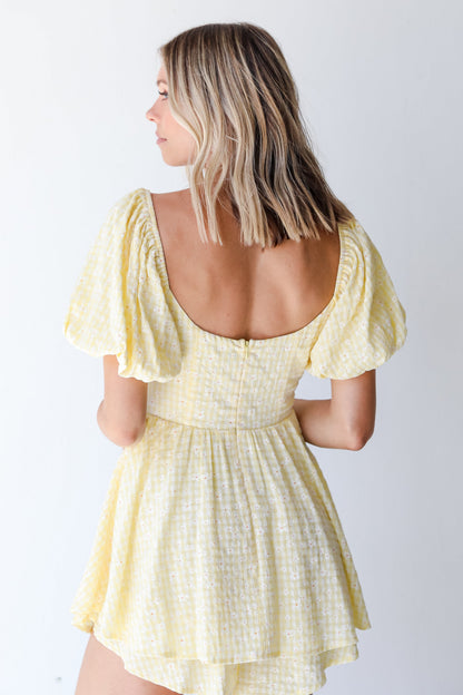 FINAL SALE- Drive Me Daisy Gingham Romper