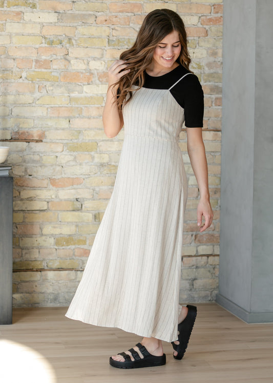 Spaghetti Strap Pinstripe Maxi Dress - FINAL SALE