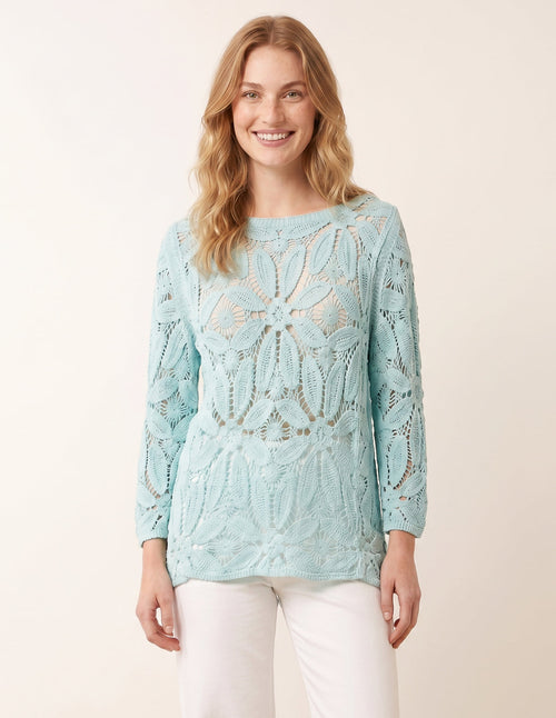 Flower Crochet Long Sleeve Top
